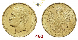 VITTORIO EMANUELE III (1900-1946) 20 Lire "aquila araldica" 1905 Roma Pagani 664 Au g 6,45 SPL÷FDC
