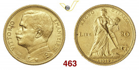 VITTORIO EMANUELE III (1900-1946) 20 Lire "aratrice" 1912 Roma Pagani 667 Au g 6,45 SPL÷FDC