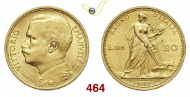 VITTORIO EMANUELE III (1900-1946) 20 Lire 1912 Roma Pagani 667 MIR 1126b Au g 6,43 SPL