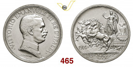 VITTORIO EMANUELE III (1900-1946) 5 Lire 1914 Roma Pagani 708 Ag g 24,99 • Una delle più belle monete del '900 FDC