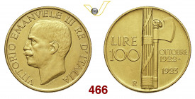 VITTORIO EMANUELE III (1900-1946) 100 Lire "fascione" 1923 Roma MIR 1116a Pagani 644 Au g 32,25 q.SPL
