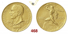 VITTORIO EMANUELE III (1900-1946) 100 Lire "Vetta d'Italia" 1925 Roma Pagani 645 MIR 1117 Au g 32,25 BB/q.SPL