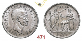 VITTORIO EMANUELE III (1900-1946) 20 Lire "littore" 1927 VI Roma Pagani 672 Ag g 14,97 • Bella patina FDC