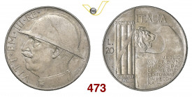 VITTORIO EMANUELE III (1900-1946) 20 Lire "elmetto" 1928 VI Roma Pagani 680 MIR 1129a Ag g 19,92 SPL