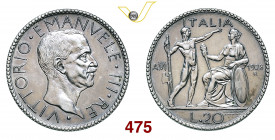 VITTORIO EMANUELE III (1900-1946) 20 Lire "littore" 1928 VI Roma Pagani 673 Ag g 14,94 SPL/q.SPL