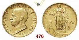 VITTORIO EMANUELE III (1900-1946) 100 Lire 1931 IX Roma Pagani 646 MIR 1118a Au g 8,80 SPL