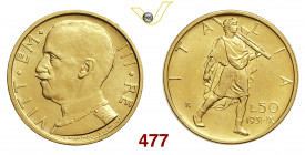 VITTORIO EMANUELE III (1900-1946) 50 Lire 1931 IX Roma Pagani 657 MIR 1123a Au g 4,42 q.FDC