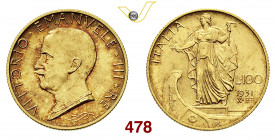 VITTORIO EMANUELE III (1900-1946) 100 Lire 1931 X Roma MIR 1118b Pagani 647 Au g 8,8 SPL÷FDC