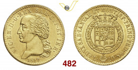 VITTORIO EMANUELE I (1802-1821) 20 Lire 1817 Torino Varesi 4 Au g 6,43 • Notevole conservazione per il tipo di moneta; colpetto al bordo appena percet...