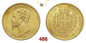 VITTORIO EMANUELE II Re di Sardegna (1849-1861) 20 Lire 1850 Torino Varesi 72 Au g 6,44 SPL