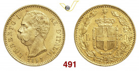UMBERTO I (1878-1900) 20 Lire 1897 Roma Varesi 132 Au g 6,43 SPL÷FDC