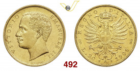VITTORIO EMANUELE III (1900-1946) 20 Lire 1905 Roma Varesi 136 Au g 6,45 • Fondi speculari; esemplare notevole q.FDC