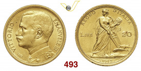 VITTORIO EMANUELE III (1900-1946) 20 Lire 1912 Roma Varesi 140 Au g 6,44 q.FDC