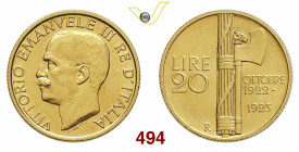 VITTORIO EMANUELE III (1900-1946) 20 Lire 1923 Roma Varesi 143 Au g 6,45 SPL+