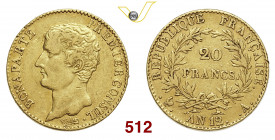 FRANCIA NAPOLEONE, Primo Console (1799-1804) 20 Franchi An. 12 Parigi Varesi 255 Au g 6,41 BB