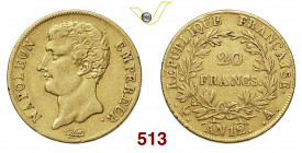 FRANCIA NAPOLEONE I (1805-1814) 20 Franchi An. 12 Parigi Varesi 256 Au g 6,41 BB