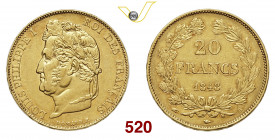 FRANCIA LUIGI FILIPPO (1830-1848) 20 Franchi 1848 Parigi Varesi 441 Au g 6,44 SPL