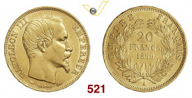 FRANCIA NAPOLEONE III (1852-1870) 20 Franchi 1859 Parigi Varesi 465 Au g 6,44 SPL