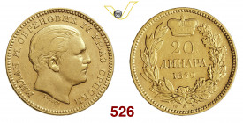 SERBIA MILAN OBRENOVICH IV (1868-1889) 20 Dinari 1879 Parigi Varesi 558 Au g 6,43 BB+