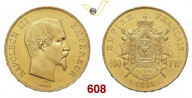 FRANCIA NAPOLEONE III (1852-1870) 100 Franchi 1855 Parigi Fb. 550 Gad. 1135 Au g 32,27 SPL