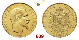 FRANCIA NAPOLEONE III (1852-1870) 50 Franchi 1857 Parigi Fb. 571 Gad. 1111 Au g 16,10 q.SPL/SPL