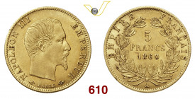 FRANCIA NAPOLEONE III (1852-1870) 5 Franchi 1860 Parigi Kr. 803.1 Gad. 1002 Au g 1,61 SPL