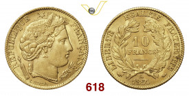 FRANCIA TERZA REPUBBLICA (1870-1940) 10 Franchi 1851 Parigi Fb. 566 Gad. 1059 Au g 3,22 SPL/q.FDC