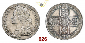 GRAN BRETAGNA GIORGIO II (1727-1760) Scellino 1758 Kr. 583.3 Ag g 6,06 SPL÷FDC