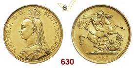 GRAN BRETAGNA VITTORIA (1837-1901) 2 Pounds 1887 Londra Kr. 768 Fb. 391 Au g 15,98 • Al D/ fondi speculari (prooflike) SPL÷FDC