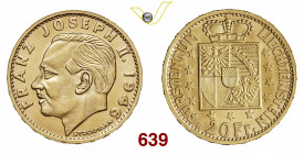 LIECHTENSTEIN FRANCESCO GIUSEPPE II (1938-1989) 20 Franchi 1946 Berna Varesi 562 Au g 6,44 FDC