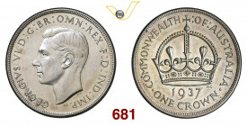 AUSTRALIA GIORGIO VI (1937-1952) 1 Crown 1937 Melbourne Kr. 34 Ag g 28,25 SPL/FDC
