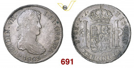 BOLIVIA FERDINANDO VII (1808-1833) 8 Reales 1823 Potosi Calicò 613 CC 16082 Ag g 27,09 SPL