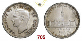 CANADA GIORGIO VI (1937-1952) Dollaro 1939 Kr. 38 Ag g 23,28 FDC