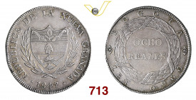 COLOMBIA REPUBBLICA DE LA NUEVA GRANADA 8 Reales 1847 Bogota Kr. 106 Ag g 20,18 SPL