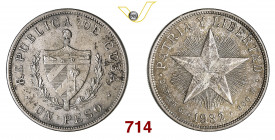 CUBA REPUBBLICA (1910-1936) 1 Peso 1932 Kr. 30 Ag g 25,78 • Ex NGC MS62 SPL÷FDC