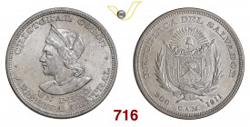 EL SALVADOR REPUBBLICA (1841-1931) 1 Peso 1911 San Francisco Kr. 115.2 Ag g 24,95 SPL