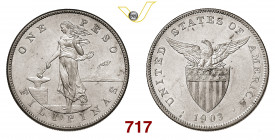 FILIPPINE PROTETTORATO STATUNITENSE (1898-1916) 1 Peso 1903 San Francisco Kr. 168 Ag g 26,93 SPL+