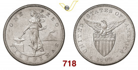 FILIPPINE PROTETTORATO STATUNITENSE (1898-1916) 1 Peso 1905 San Francisco Kr. 168 Ag g 26,93 SPL