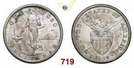 FILIPPINE PROTETTORATO STATUNITENSE (1898-1916) 1 Peso 1909 San Francisco Kr. 172 Ag g 19,97 SPL+