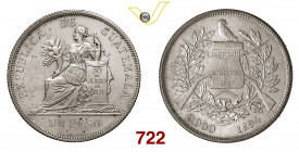 GUATEMALA REPUBBLICA 1 Peso 1894 Heaton Kr. 210 Ag g 25,15 q.FDC