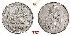 MESSICO REPUBBLICA 1 Peso 1872 Guanajuato Kr. 408.4 Ag g 27,18 SPL