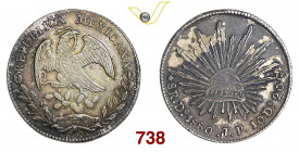 MESSICO REPUBBLICA 8 Reales 1880 Durango Kr. 377.4 Ag g 27,11 SPL