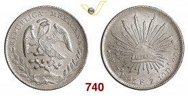 MESSICO REPUBBLICA 8 Reales 1893 Zacatecas Kr. 377.13 Ag g 27,04 SPL÷FDC