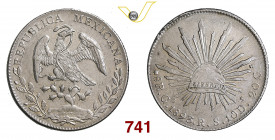 MESSICO REPUBBLICA 8 Reales 1893 Zacatecas Kr. 377.8 Ag g 27,13 SPL÷FDC