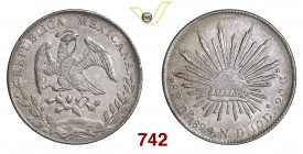MESSICO REPUBBLICA 8 Reales 1894 Durango Kr. 377.4 Ag g 26,96 SPL÷FDC