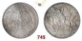 MESSICO REPUBBLICA 1 Peso 1910 Mexico City Kr. 453 Ag g 27,14 SPL