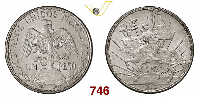 MESSICO REPUBBLICA 1 Peso 1913 Mexico City Kr. 453 Ag g 27,00 • Ex PCGS MS63 SPL...