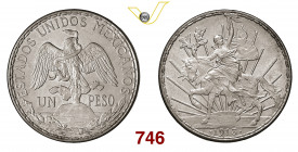 MESSICO REPUBBLICA 1 Peso 1913 Mexico City Kr. 453 Ag g 27,00 • Ex PCGS MS63 SPL÷FDC