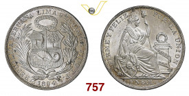 PERU' REPUBBLICA 1 Sol 1894 Lima Kr. 196.26 Ag g 25,00 q.FDC
