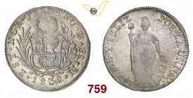 PERU' STATO DEL NORD (1836-1838) 8 Reales 1838 Lima Kr. 155 Ag g 24,86 SPL
